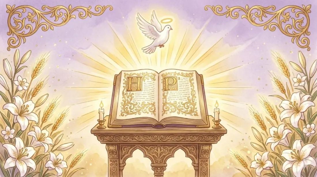 An illuminated open Bible